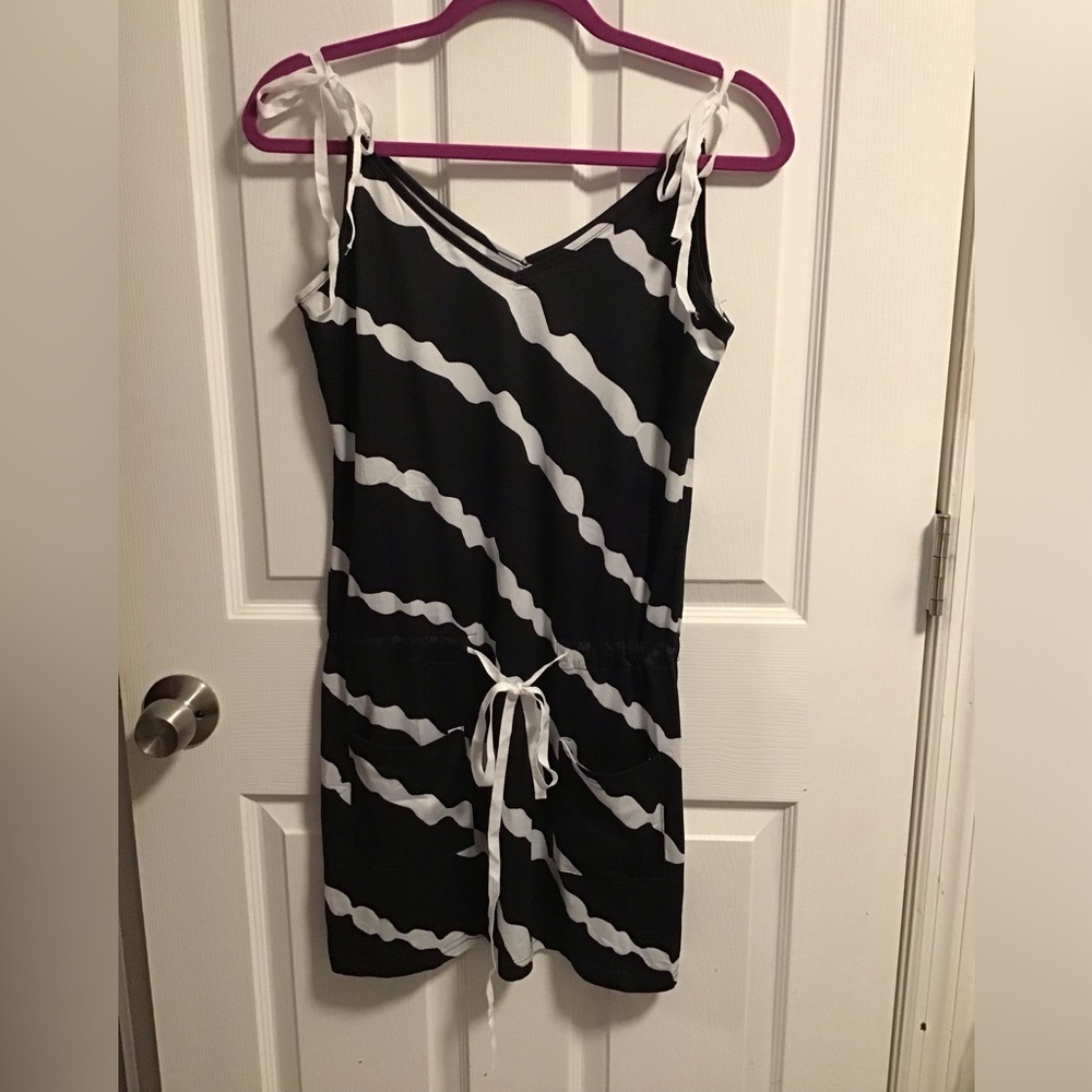 Chic Black and White Striped Mini Dress